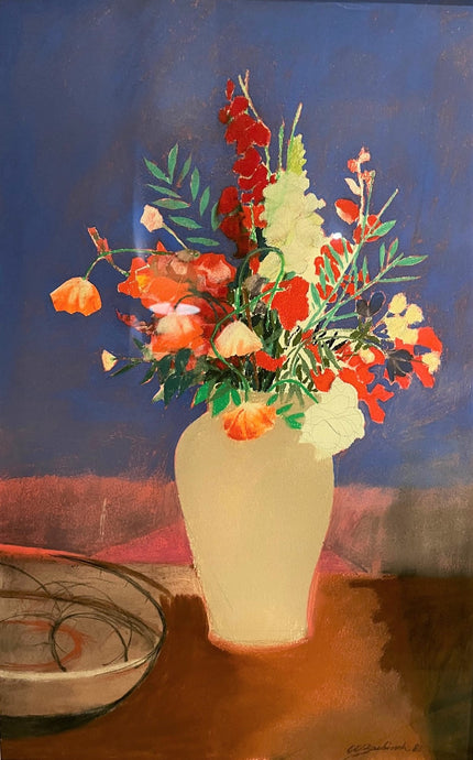 Summer Flowers in Gray Vase
